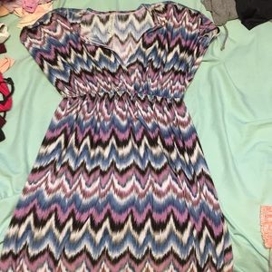 Multi colored dress flattering for curves